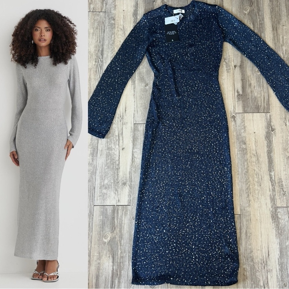 4th and Reckless Sisca Dress in Navy Sequin Sparkle